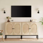 Meuble buffet en rotin Whizmax, buffet de rangement naturel avec étagères réglables, petite table d'appoint pour salle à manger, cuisine, salon, couloir
