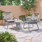 Christopher Knight Home Milano Set da 3 pezzi da esterno in vimini con cuscini, grigio/bianco