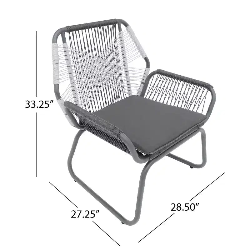 Christopher Knight Home Milano Set da 3 pezzi da esterno in vimini con cuscini, grigio/bianco