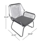 Christopher Knight Home Milano Set da 3 pezzi da esterno in vimini con cuscini, grigio/bianco