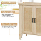 Mobile Buffet, Credenza Contenitore in Rattan con Ante e Ripiani, Mobile d'Accento Consolle in Legno