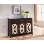 Kings Brand Furniture - Buffet vaisselier 3 portes, portes miroirs/Espresso
