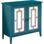 Kings Brand Credenza / Consolle Blu Anticata con Ante a Specchio