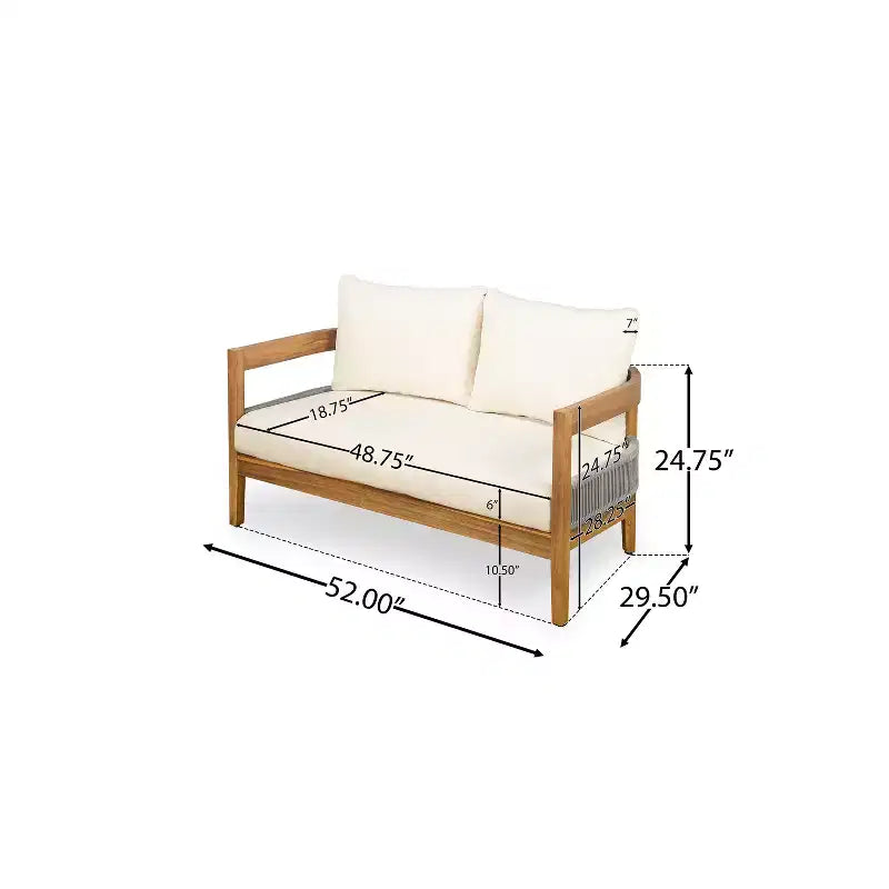 Christopher Knight Home Fawn Set Divanetto e Tavolino Moderno da Esterno in Legno di Acacia, Beige/Teak