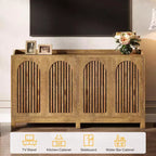 Meuble de rangement de cuisine Lantine, buffet de ferme de 145 cm avec porte à persiennes et étagère réglable pour salle à manger