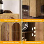 Meuble de rangement de cuisine Lantine, buffet de ferme de 145 cm avec porte à persiennes et étagère réglable pour salle à manger