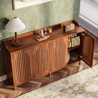 Meuble de rangement de cuisine Lantine, buffet de ferme de 145 cm avec porte à persiennes et étagère réglable pour salle à manger