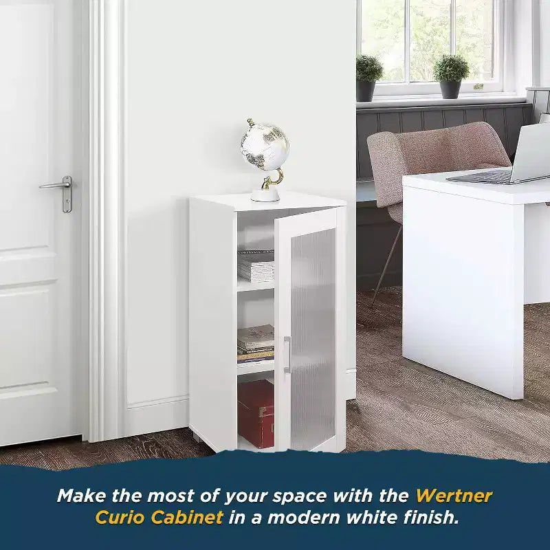 Kings Brand Furniture - Mobile Credenza Accentata con Vetrina e Anta in Vetro per Soggiorno, Camera da Leto, Cucina, Ufficio e Ingresso