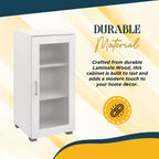 Kings Brand Furniture - Mobile Credenza Accentata con Vetrina e Anta in Vetro per Soggiorno, Camera da Leto, Cucina, Ufficio e Ingresso