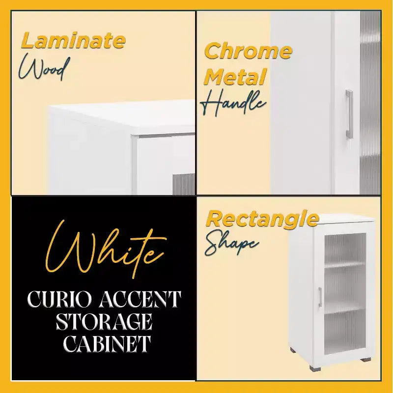 Kings Brand Furniture - Mobile Credenza Accentata con Vetrina e Anta in Vetro per Soggiorno, Camera da Leto, Cucina, Ufficio e Ingresso