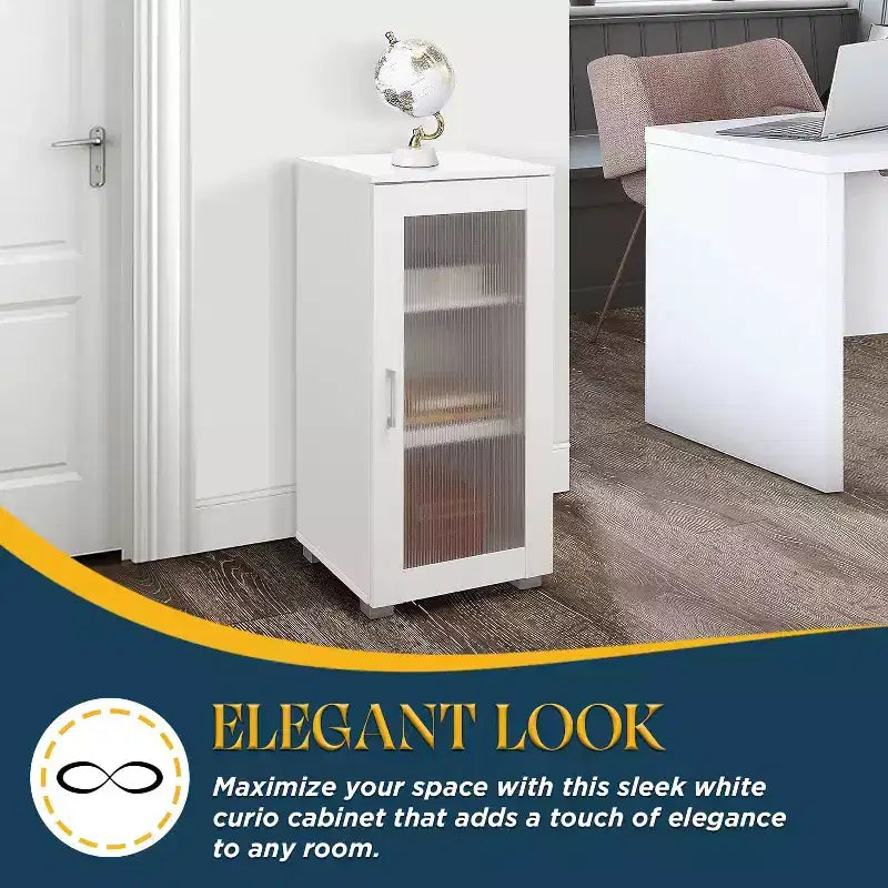 Kings Brand Furniture - Mobile Credenza Accentata con Vetrina e Anta in Vetro per Soggiorno, Camera da Leto, Cucina, Ufficio e Ingresso