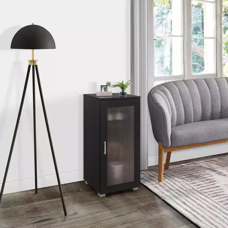 Kings Brand Furniture - Mobile Credenza Accentata con Vetrina e Anta in Vetro per Soggiorno, Camera da Leto, Cucina, Ufficio e Ingresso
