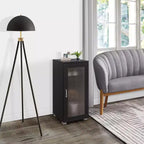Kings Brand Furniture - Mobile Credenza Accentata con Vetrina e Anta in Vetro per Soggiorno, Camera da Leto, Cucina, Ufficio e Ingresso