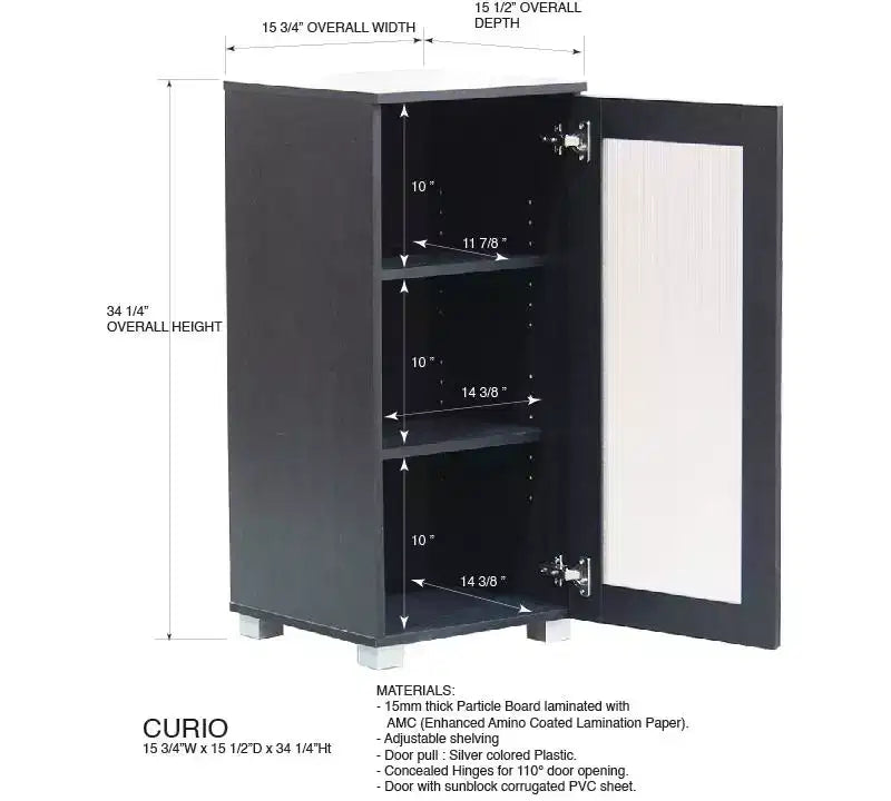 Kings Brand Furniture - Mobile Credenza Accentata con Vetrina e Anta in Vetro per Soggiorno, Camera da Leto, Cucina, Ufficio e Ingresso