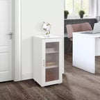 Kings Brand Furniture - Mobile Credenza Accentata con Vetrina e Anta in Vetro per Soggiorno, Camera da Leto, Cucina, Ufficio e Ingresso
