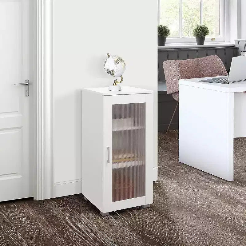 Kings Brand Furniture - Mobile Credenza Accentata con Vetrina e Anta in Vetro per Soggiorno, Camera da Leto, Cucina, Ufficio e Ingresso