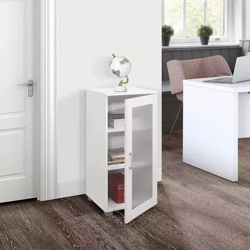 Kings Brand Furniture - Mobile Credenza Accentata con Vetrina e Anta in Vetro per Soggiorno, Camera da Leto, Cucina, Ufficio e Ingresso