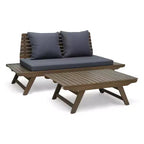 Christopher Knight Home Sedona Outdoor Acacia Wood Loveseat and Coffee Table Set with Cushion
