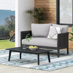 Christopher Knight Home Burchett Ensemble de conversation 2 pièces en bois d'acacia et osier pour terrasse avec coussins