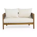 Christopher Knight Home Burchett Ensemble de conversation 2 pièces en bois d'acacia et osier pour terrasse avec coussins