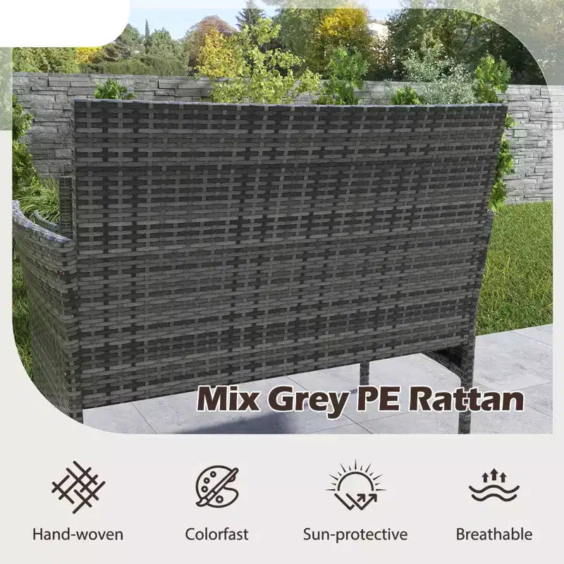 Costway Set di Mobili da Giardino 4 Pezzi con Cuscini Lavabili e Tavolino da Caffè in Vetro Temperato Grigio