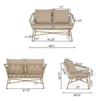 GDFStudio Colmar Set da salotto da esterno in vimini a 4 posti con cuscini, marrone chiaro/beige