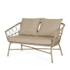 GDFStudio Colmar Set da salotto da esterno in vimini a 4 posti con cuscini, marrone chiaro/beige