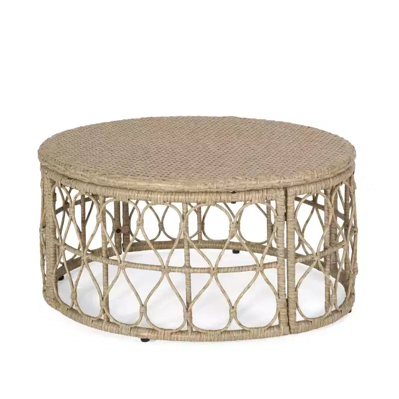 GDFStudio Colmar Set da salotto da esterno in vimini a 4 posti con cuscini, marrone chiaro/beige