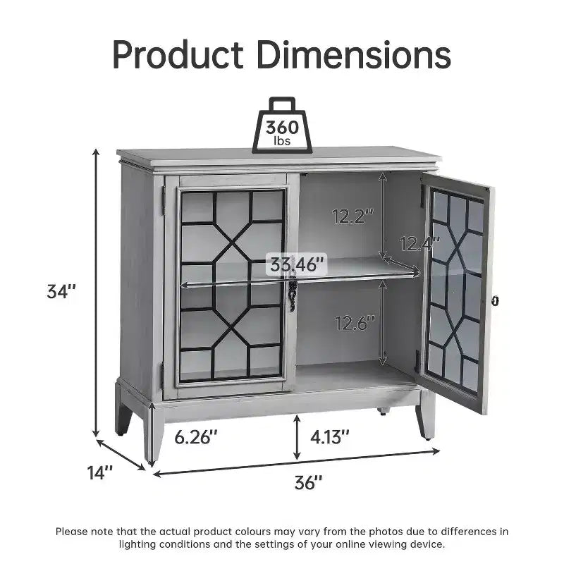 Armoire d'appoint de 91 cm de large avec 2 portes, armoire de rangement de style vintage avec pieds en bois massif-Farati