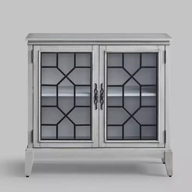 Armoire d'appoint de 91 cm de large avec 2 portes, armoire de rangement de style vintage avec pieds en bois massif-Farati