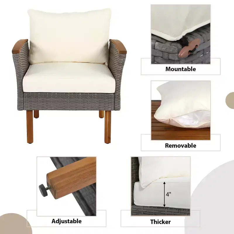 Set da conversazione da esterno in rattan da 9 pezzi, set divano da patio con tavolino da caffè e cuscino lavabile - ModernLuxe