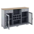 Madia Buffet Moderna da Fattoria, Credenza con 2 Cassetti ed Eleganti Ante in Vetro, Portabottiglie e Portacalici, Mobile Bar per Cucina