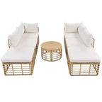 Whisen Set Divano Sezionale da Esterno in Rattan Resistente alle Intemperie, Divano da Giardino con Cuscini Spessi e Guanciali, Set Conversazione Combinabili Liberamente