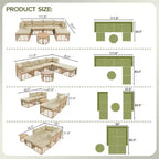 Whisen Set Divano Sezionale da Esterno in Rattan Resistente alle Intemperie, Divano da Giardino con Cuscini Spessi e Guanciali, Set Conversazione Combinabili Liberamente