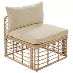 Whisen Set Divano Sezionale da Esterno in Rattan Resistente alle Intemperie, Divano da Giardino con Cuscini Spessi e Guanciali, Set Conversazione Combinabili Liberamente