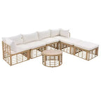 Whisen Set Divano Sezionale da Esterno in Rattan Resistente alle Intemperie, Divano da Giardino con Cuscini Spessi e Guanciali, Set Conversazione Combinabili Liberamente