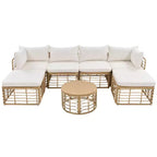 Whisen Set Divano Sezionale da Esterno in Rattan Resistente alle Intemperie, Divano da Giardino con Cuscini Spessi e Guanciali, Set Conversazione Combinabili Liberamente