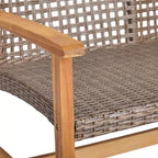 Christopher Knight Home Augusta Ensemble de conversation 4 places d'extérieur en bois d'acacia et osier avec foyer