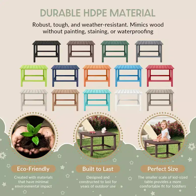 WestinTrends Malibu Set da 5 Pezzi Tavolo Quadrato da Pranzo e Sedie per Bambini in HDPE da Esterno