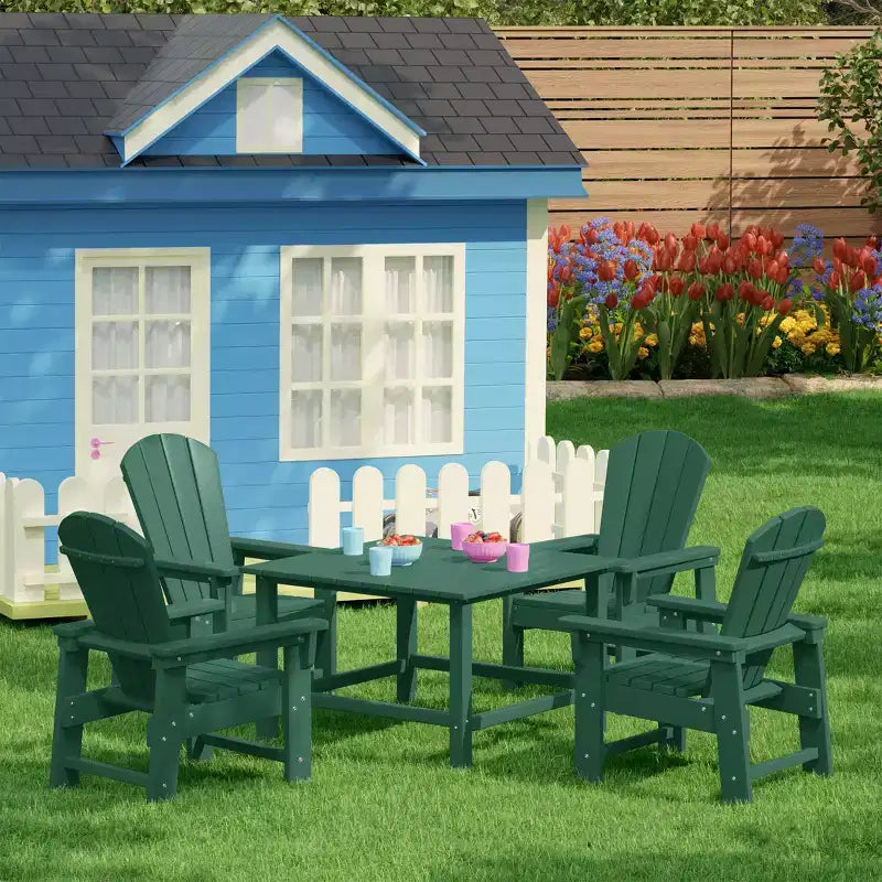 WestinTrends Malibu Set da 5 Pezzi Tavolo Quadrato da Pranzo e Sedie per Bambini in HDPE da Esterno