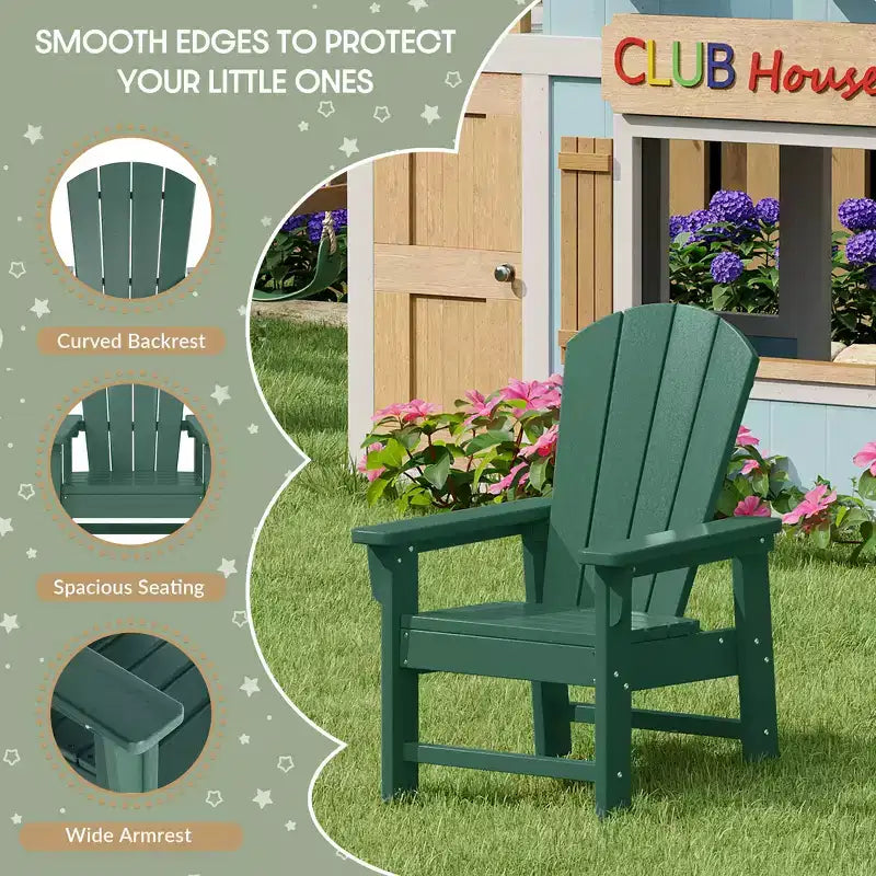 WestinTrends Malibu Set da 5 Pezzi Tavolo Quadrato da Pranzo e Sedie per Bambini in HDPE da Esterno