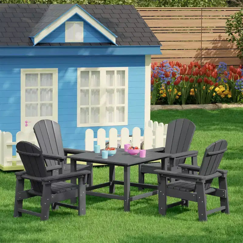 WestinTrends Malibu Set da 5 Pezzi Tavolo Quadrato da Pranzo e Sedie per Bambini in HDPE da Esterno