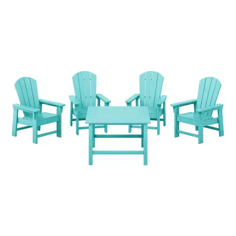 WestinTrends Malibu Set da 5 Pezzi Tavolo Quadrato da Pranzo e Sedie per Bambini in HDPE da Esterno