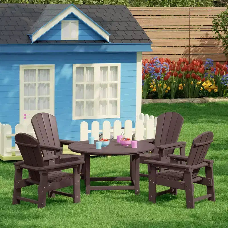 WestinTrends Malibu Set di 5 Pezzi da Giardino per Bambini con Tavolo Rotondo e Sedie in HDPE