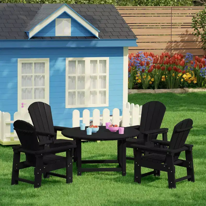 WestinTrends Malibu Set di 5 Pezzi da Giardino per Bambini con Tavolo Rotondo e Sedie in HDPE