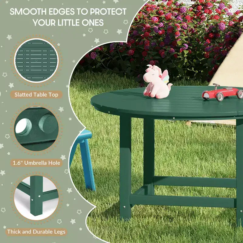 WestinTrends Malibu Set di 5 Pezzi da Giardino per Bambini con Tavolo Rotondo e Sedie in HDPE