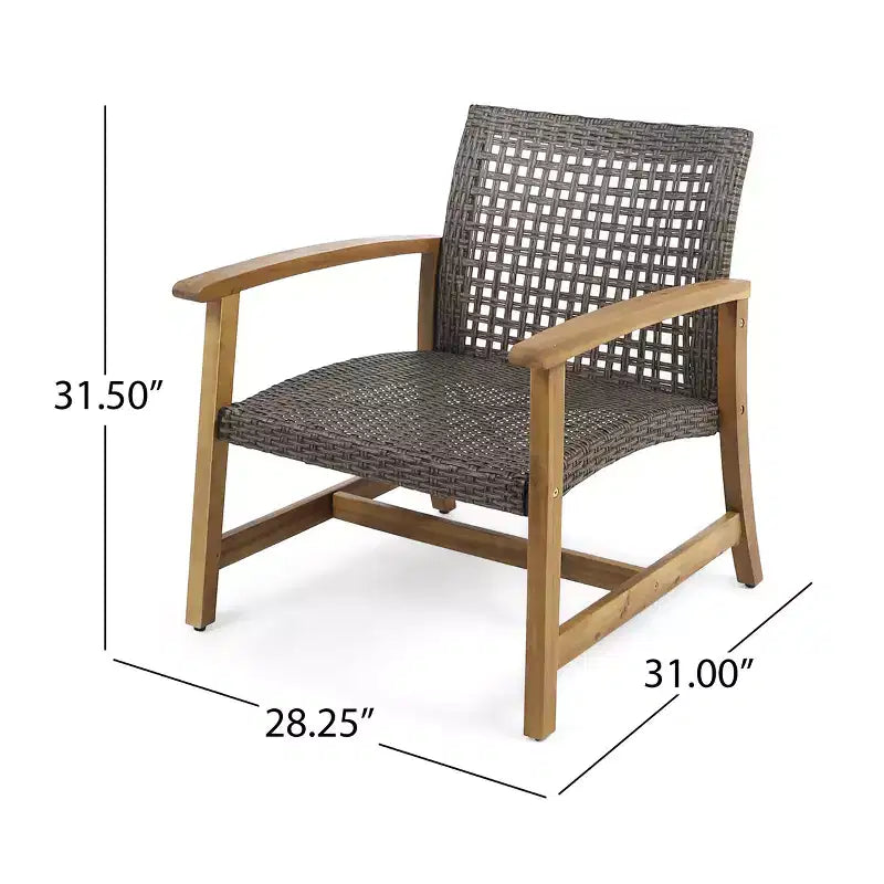 Christopher Knight Home Augusta Ensemble de 5 pièces pour extérieur en bois d'acacia et osier avec fauteuils de club et foyer