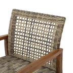 Christopher Knight Home Augusta Ensemble de 5 pièces pour extérieur en bois d'acacia et osier avec fauteuils de club et foyer