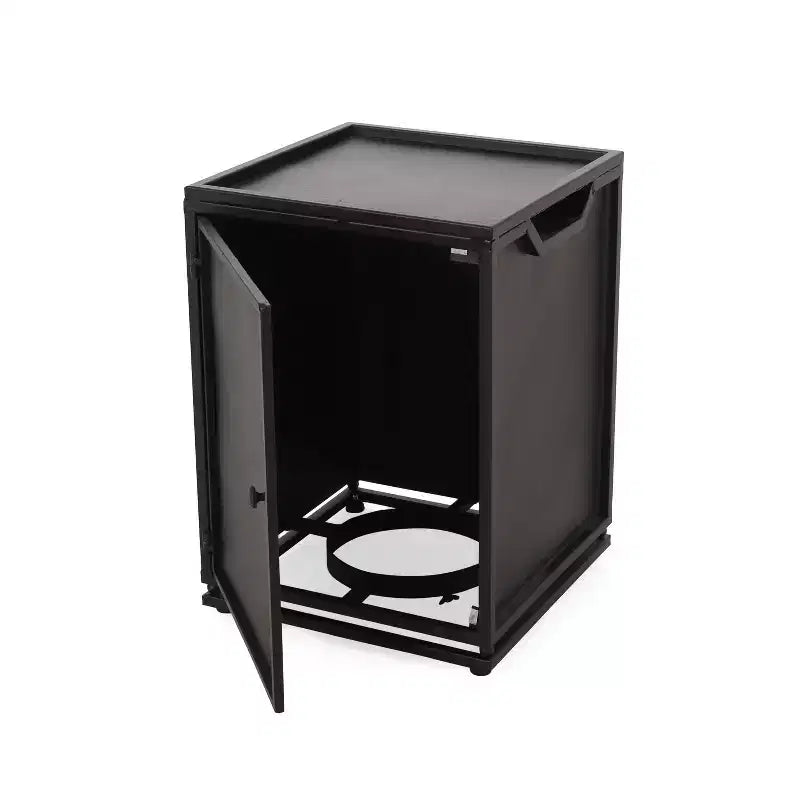 GDFStudio Savannah Salotto da Esterno in Legno di Acacia e Wicker a 4 Posti con Braciere da 50.000 BTU