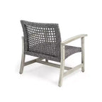 GDFStudio Savannah Salotto da Esterno in Legno di Acacia e Wicker a 4 Posti con Braciere da 50.000 BTU